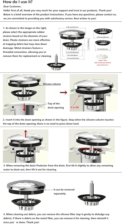 XAJOON Bathtub Drain Hair Catcher/Bathtub Protector Suitable for Bathroom Bathtub, Pop-Up Drains and Bathroom Sink. (Patented Product) (Chrome)