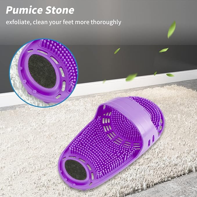 Silicone Shower Foot Scrubber Personal Foot Massage and Cleaning with Soft Silicone Bristles and Non-Slip Suction Cups, Foot Scrubbers for Use in Shower Men and Women (1PCS Violet)