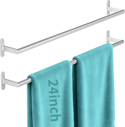 2-Pack Brushed Nickel Bathroom Towel Bar, 24-Inch Towel Racks for Bathroom Wall Mounted, Heavy Duty Towel Rod Holder Mordern Home Decor