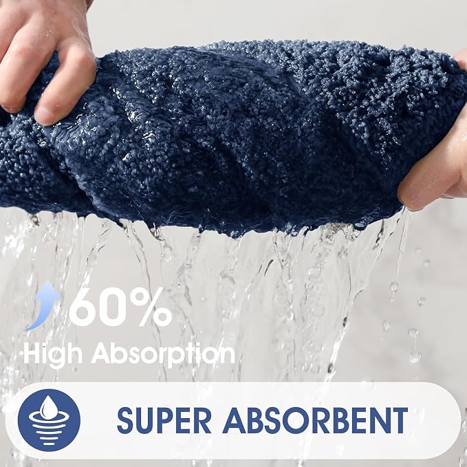 IM HOME Toilet Rugs, Ultra Soft Thick Plush Fluffy Microfiber Absorbent Contour Bathroom Rugs for Toilet, Non-Slip Backing, Machine Washable Bath Mats for Bathroom, Tub, Navy Blue/U-Shaped 24"x20"