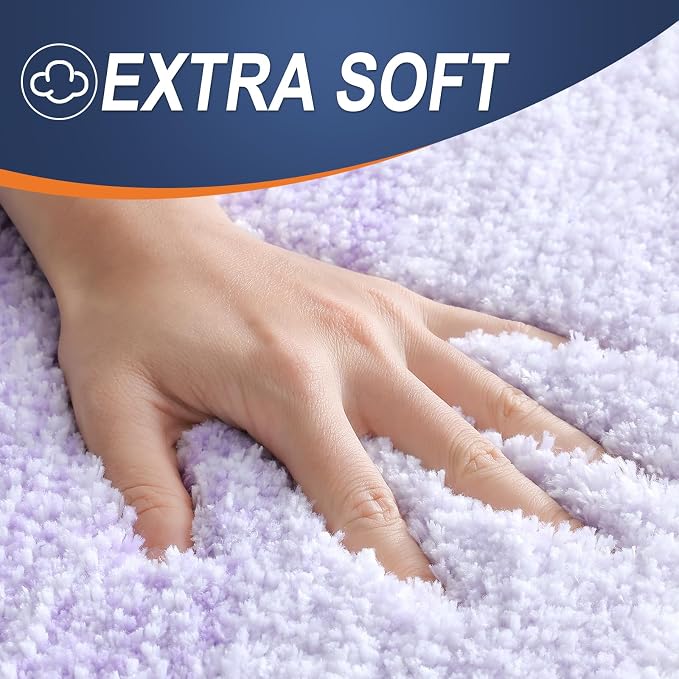 OLANLY Bathroom Runner Rug 40x24, Extra Soft Absorbent Microfiber Bath Rugs | Light Purple, Non-Slip Quick-Drying Rubber Backing, Washable Long Bath Mat for Floor, Tub and Shower, Home Decor