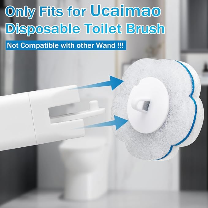 Disposable Toilet Brush and Holder Set 2 Pack，Extended Handle with 54 Cleaner Refills Toilet Brush for Toilet Bowl Cleaners，Bathroom Cleaning，Bathtub，Sink - White