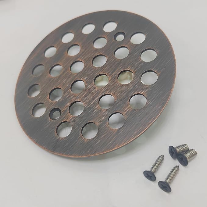 4-1/4 Inch Screw-in Round Shower Drain Cover Replacement Floor Drainer Grate with Screws (Oil Rubbed Bronze)