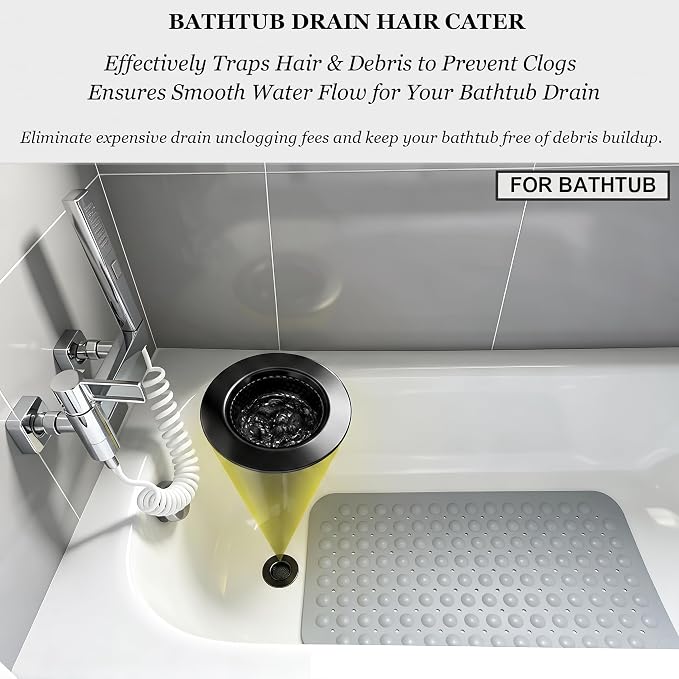 Seatery 1.75" Tub Drain Strainers, Bathtub Drain Hair Catchers, Stainless Steel Drain Filter Cover for Bathroom Laundry Floor Drain, Outer Diameter 3.0 inch, Inner Diameter 1.60 inch, Black