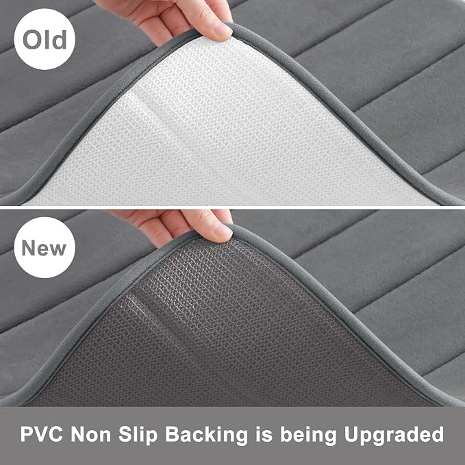 Buganda Memory Foam U-Shaped Toilet Rugs 24 x 24, Absorbent Bathroom mat | Grey, Thick Soft Machine Washable toilet mat for bathroom, Contour Bath Rugs Mat for Toilet Base