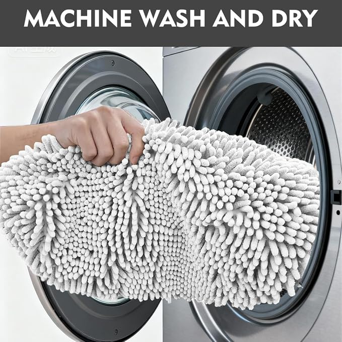 RUN HELIX Bathroom Toilet Lid Cover,Chenille Machine Washable Seat Covers, 17.5x15, Stays in Place Rubber Backing, Fits Most Round, Elongated and Oblong Lids, Accessories Decor,White
