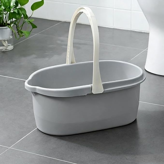 Haundry Compact Mop Bucket with Handle, Rectangular Cleaning Bucket and Caddy for Cleaning Supplies, 10L, Grey