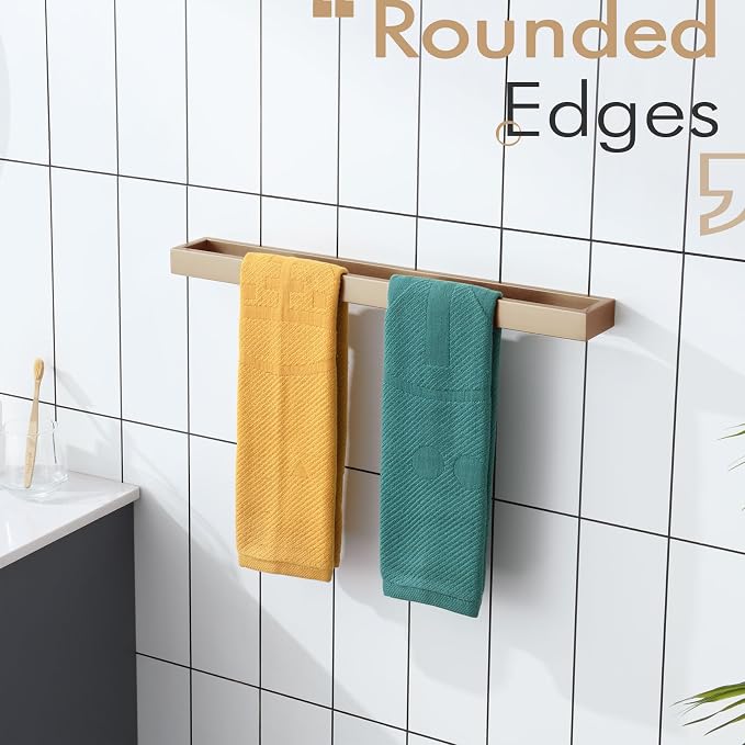 KOKOSIRI Towel Bar for Bathroom Wall Mount Bath Towel Holder 24-Inch Kitchen Rack Champagne Bronze Stainless Steel, 1 Pack B4008CPG-L24