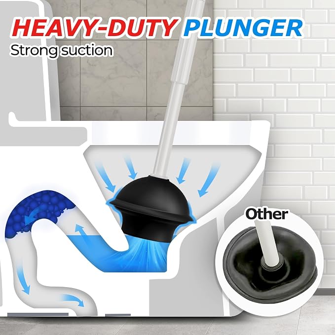FORASTO 2in1 Toilet Brush & Plunger Set, Bathroom Essentials for Apartment | 21" Extended, Apartment Must Haves, Accessories Decor, Essentials, New Home Storage, Scrubbing Tools, Supplies, Dark Gray