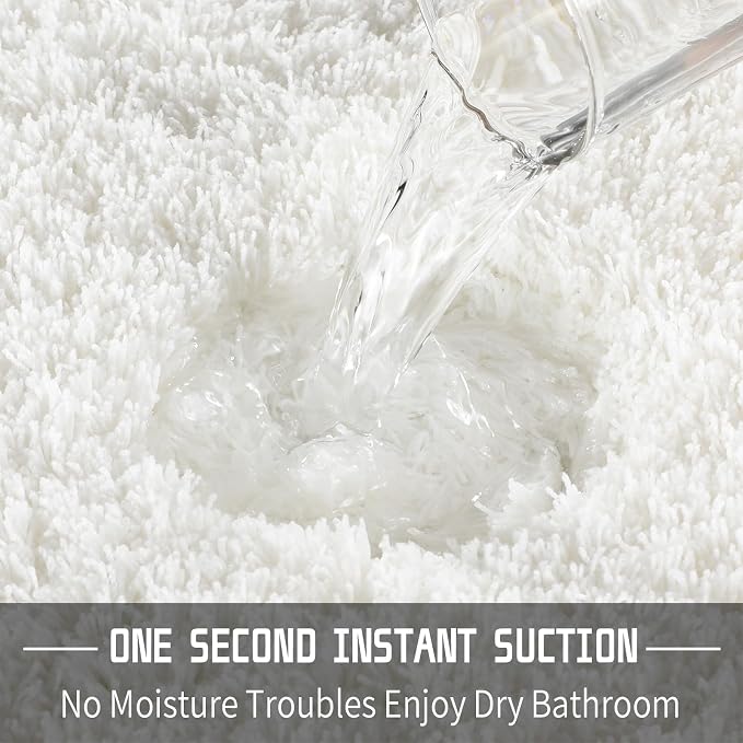 Yimobra Bathroom Rugs Non Slip Washable 60x24, Ultra Soft and Water Absorbent Bath Mats, Plush Fluffy Shower Mat Outside, Luxury Microfiber Thick Matts for Bathroom Floor/Tub, Off White