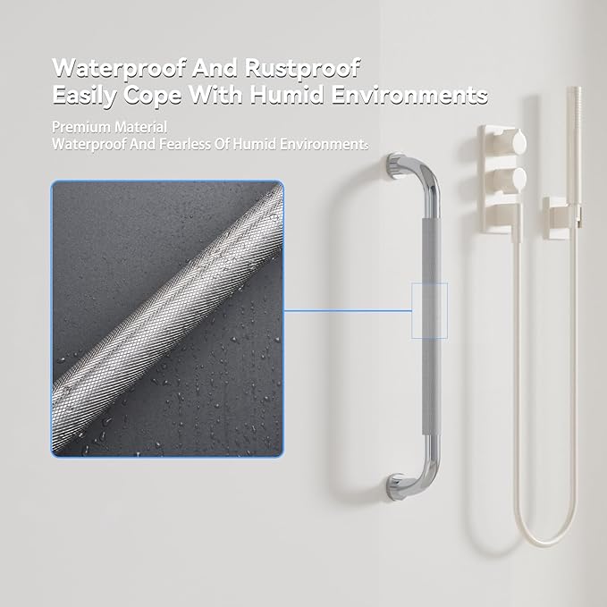 Shower Grab Bar, 24 Inch Bathroom Grab Bar Handle with Anti-Slip Knurled Grip, Stainless Steel Bath Balance Bar, 1.25" Diameter Bath Safety Bar Support for Seniors Pregnant, Polished Chrome- 2 Pack