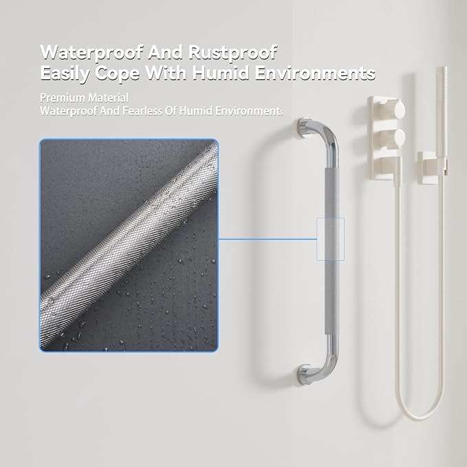 32 Inch Shower Grab Bar, Bathroom Grab Bar Handle with Anti-Slip Knurled Grip, Stainless Steel Bath Balance Bar, 1.25" Diameter Bath Safety Bar Support for Seniors Elderly Pregnant, Polishes Chrome