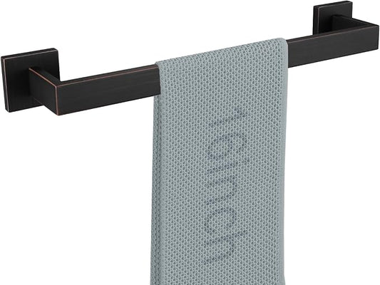 LANC ORB 16-Inch Towel Bar for Bathroom Wall Mounted Total-18 Heavy Duty Square Towel Rack, Single Oil Rubbed Bronze Bath Towel Holder Towel Hanger Towel Rail Towel Rod, A8804ORB-4P1