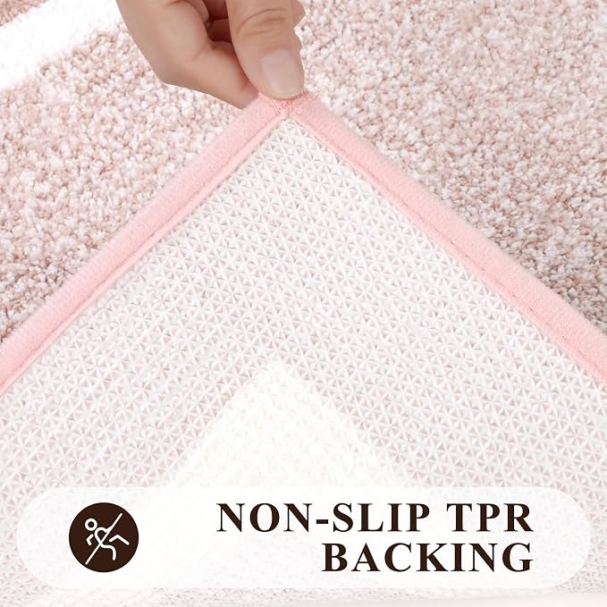 Pauwer Bathroom Rugs Sets 2 Piece, Non Slip Washable Bath Mat, Dusty Pink | Soft Plush Microfiber, Super Absorbent Floor Carpet, Quick Dry, Shaggy Shower Rug Runner