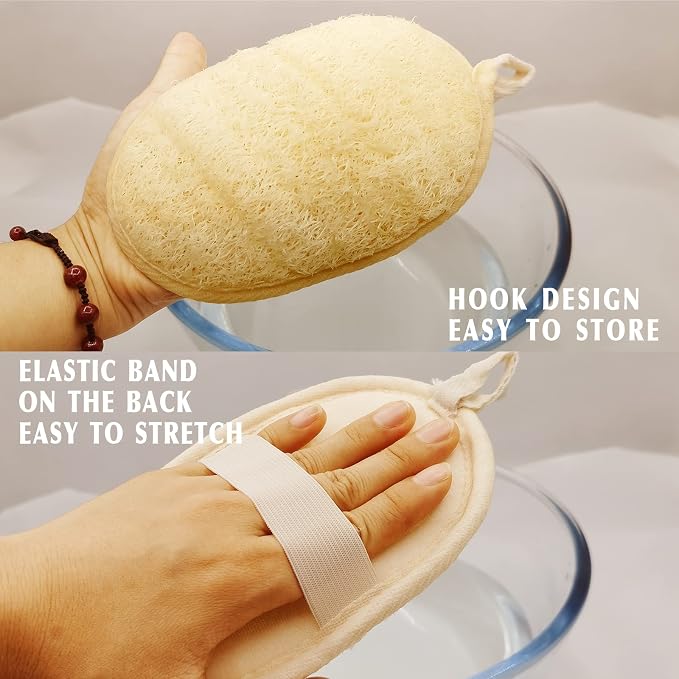 YIQINGJIE Natural Loofah Exfoliating Body Scrubber,4 Pack,Brown | Shower Loofah for Women and Men,Made with Eco-Friendly and Biodegradable Soft Shower Luffa Sponge