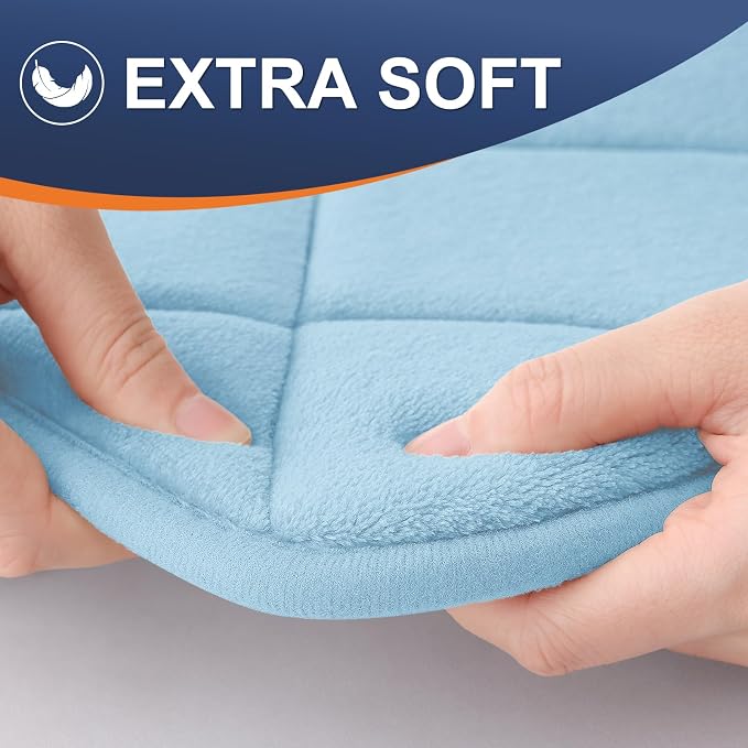 OLANLY Memory Foam Bath Mat 36x24, Ultra Soft and Absorbent Bathroom Rugs | Sky Blue, Quick Dry, Machine Washable Shower Bath Rugs, Comfortable Bath Carpet for Bathroom Floor, Tub and Shower