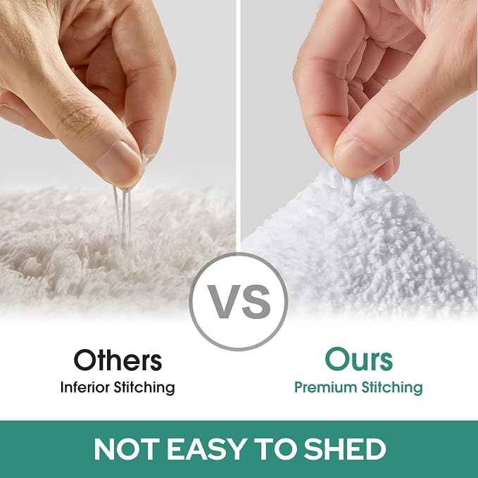 HOMEIDEAS Bathroom Rugs Sets 2 Piece, Super Soft and Absorbent Non Slip Microfiber U-Shaped Toilet Bath Mat Set (20"x32"+U20 x24, White) | Super Soft and Absorbent Non Slip Microfiber Bath Rug，Machine Washable, for Bathroom, 20"x32"+U Shape 20"x24"
