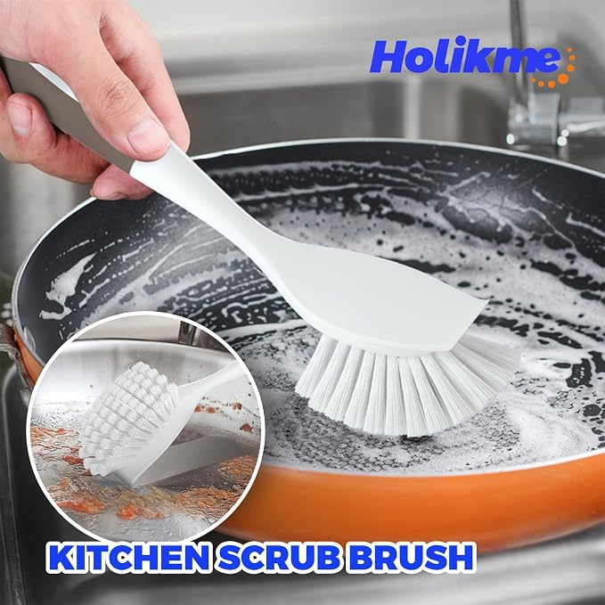 Holikme Dish Brush Cleaning Brush Set for Cleaning Groove Gap,Brown | Dish Brush Set Cleaning Brush Set, Scouring Pad for Cleaning, Groove Gap Brushes for Pot, Pan, Abrasive Wheel Brushes