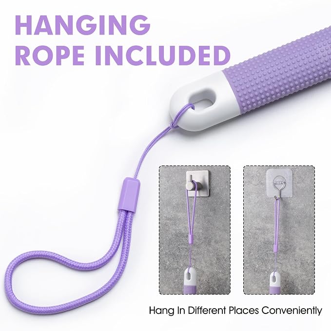 Back Scrubber Anti Slip for Shower, Long Handle Bath Brush with Stiff and Soft Bristles for Exfoliation, Dual-Use Shower and Dry Body Brush(Purple)