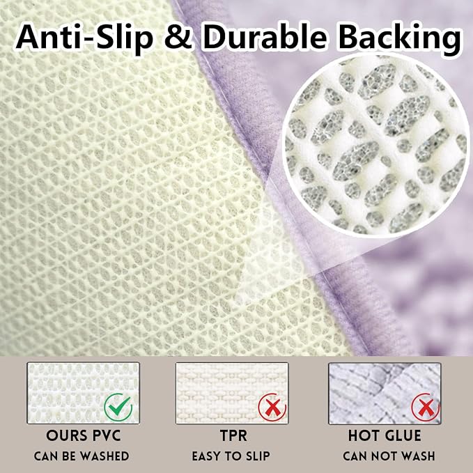 Bathroom Rugs Sets 2 Piece, PVC Backing Quick Dry, Machine Washable Bath Mats for Bathroom Floor-Lavender