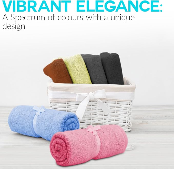 QUBA LINEN 100% Cotton Hand Towel Set – Soft, Absorbent Towels for Bathroom, Kitchen & Gym Use – Durable, Reusable & Machine Washable Towels - Multi-Color, 16 x 28 Inches, Pack of 6