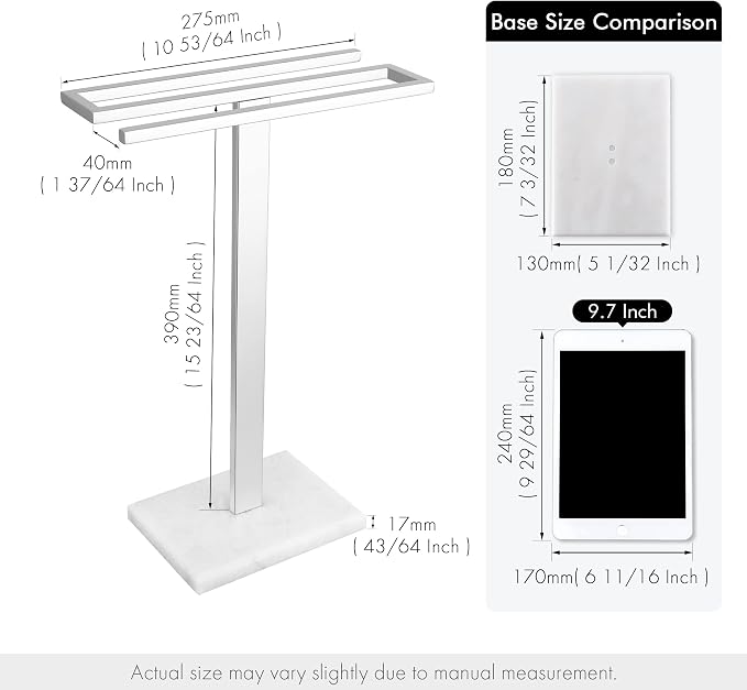 KES Hand Towel Rack Stand, Countertop Towel Rack Free Standing S-Shape Hand Towel Holder with Marble Base for Bathroom SUS304 Stainless Steel Polished Finished, BTH223