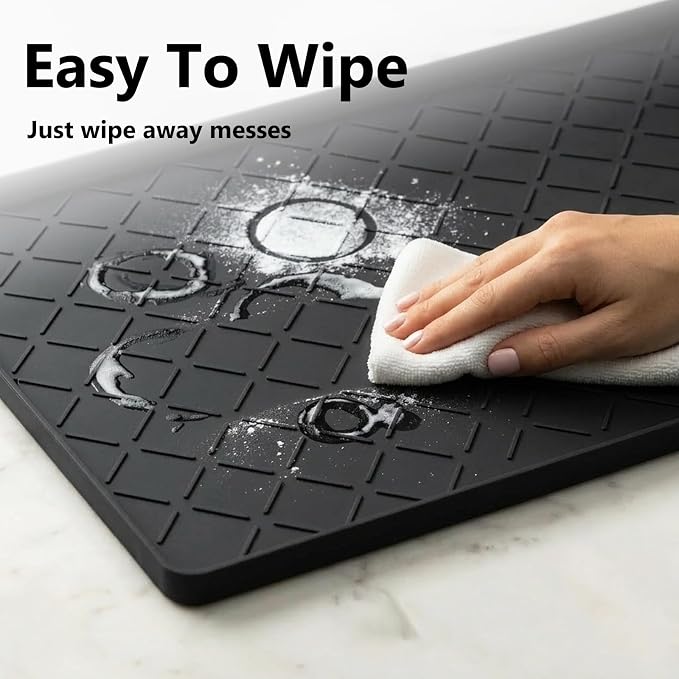 Mateeylife Under Sink Mats for Kitchen Waterproof 28"X19", Undersink Protectors，Silicone Mat Cabinet Liner, Under Sink Organizer for Bathroom and Kitchen，Boot Tray Pet Food Mat, Classic Black