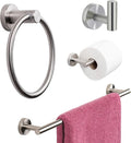 Marmolux ACC Bathroom Hardware Set - 4 Pieces Wall Mount Accessories - Towel Hooks, Hand Towel Holder, Towel Ring, Toilet Paper Holder - Made of SUS 304 Stainless Steel with Brushed Finish