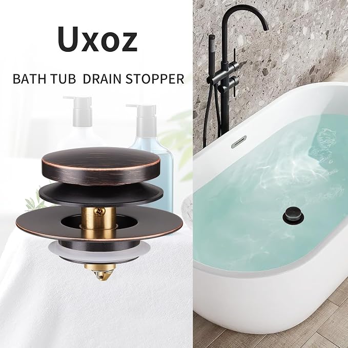 Bathtub Drain Stopper, Tub Plug for 1.5"-1.72" Regular Drains | Universal Pop Up Tub Stopper Replacement for Tip Toe/Trip Lever/Lift&Turn Tub Drains, 3 O-Rings, Oil Rubbed Bronze