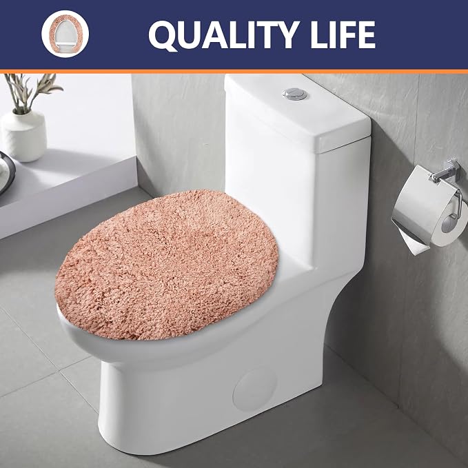 Soft Microfiber Toilet Seat Cover 17.5" x 15" Machine Washable | Solid Toilet Lid Cover Adjustable Rubber Backing Fits Most 16 -17.5" L x 14-16" W Round Oblong and Elongated Toilet Seat
