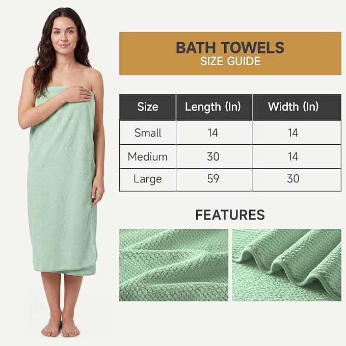 REDKISS Ultra Soft 6 Piece Towel Set, Premium Towels for Bathroom, Highly Absorbent, Quick Dry, Lightweight Bath Towels Set Collection, Includes 2 Bath Towels, 2 Hand Towels, 2 Washcloths, Green