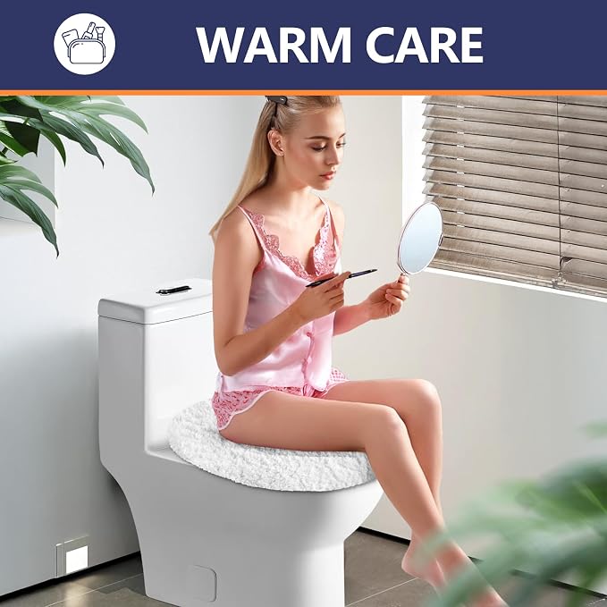 Soft Microfiber Toilet Seat Cover 17.5" x 15" Machine Washable | Solid Toilet Lid Cover Adjustable Rubber Backing Fits Most 16 -17.5" L x 14-16" W Round Oblong and Elongated Toilet Seat