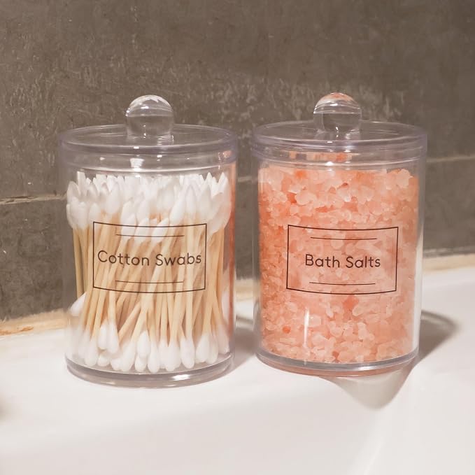 2 Pack Acrylic Qtip Holder Dispenser,Canisters Apothecary Jar Set,10,12oz