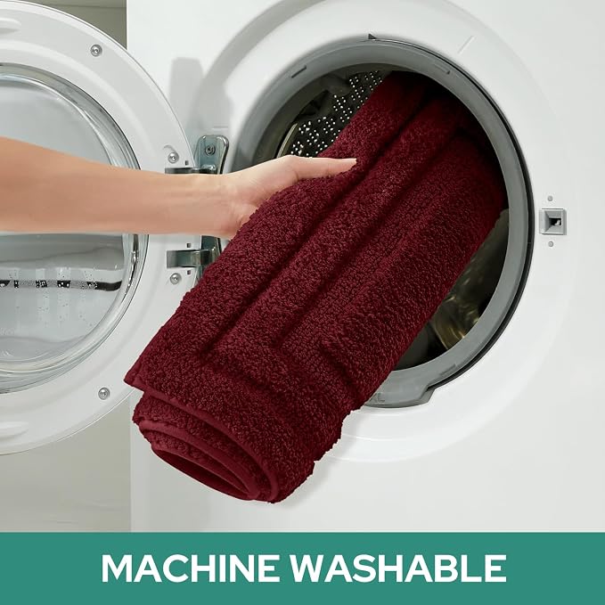 HOMEIDEAS Burgundy Red Bath Rugs Set of 3, Non Slip Bath Mats | Super Absorbent, Plush Microfiber, Machine Washable, Stain Resistant, Easy Care, Perfect for Modern Bathroom Decor
