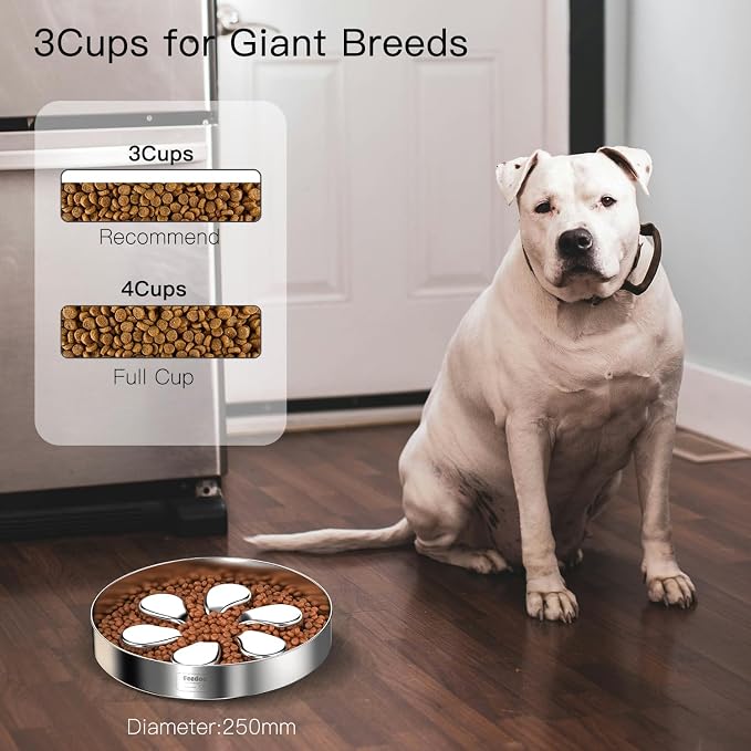 Slow Feeder Dog Bowl-3.5Cups for Large Breeds, Food Grade 304 Stainless Steel Dog Bowls with Non-Slip Base, Maze Pet Dish to Slow Down Eating, Dishwasher-Safe [2Pack]