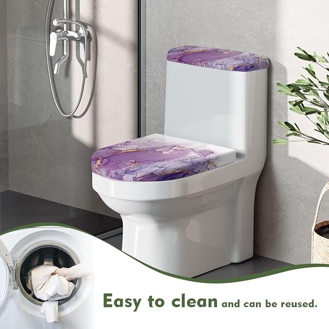 Purple Marble Toilet Lid Covers for Bathroom Set Toilet Covers Elongated Comfortable 2-Piece Bathroom Gifts