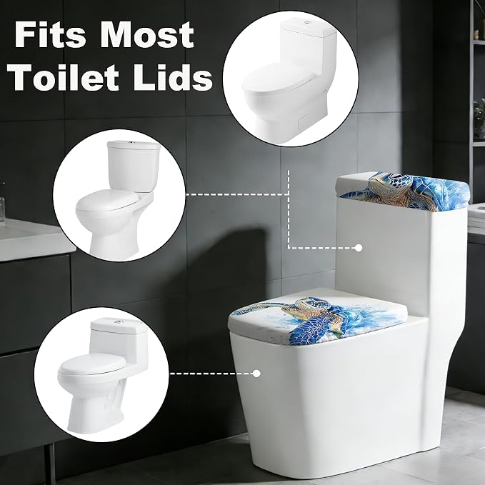 2 pack Toilet Lid Cover & Tank Lid Cover,Fits Standard & Elongated Toilet | Soft Stretchable Fabric,Machine Washable,Decorative Bathroom Protective Covers