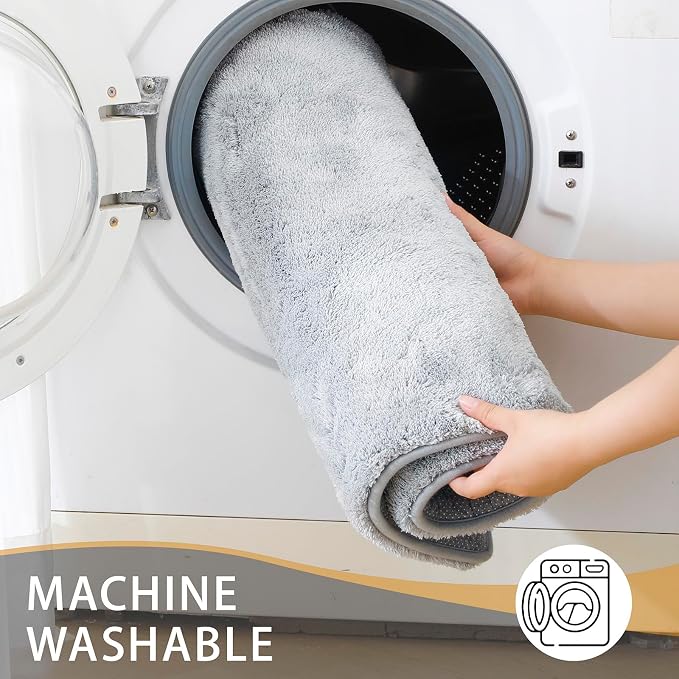 MINIDEAR Bathroom Rugs 44x24 Light Gray - Thick Memory Foam Bath Mat, Ultra Soft & Plush Fluffy, Non-Slip, Quick Dry, Absorbent Washable Floor Microfiber Mat for Tub, Home Decor Accessories