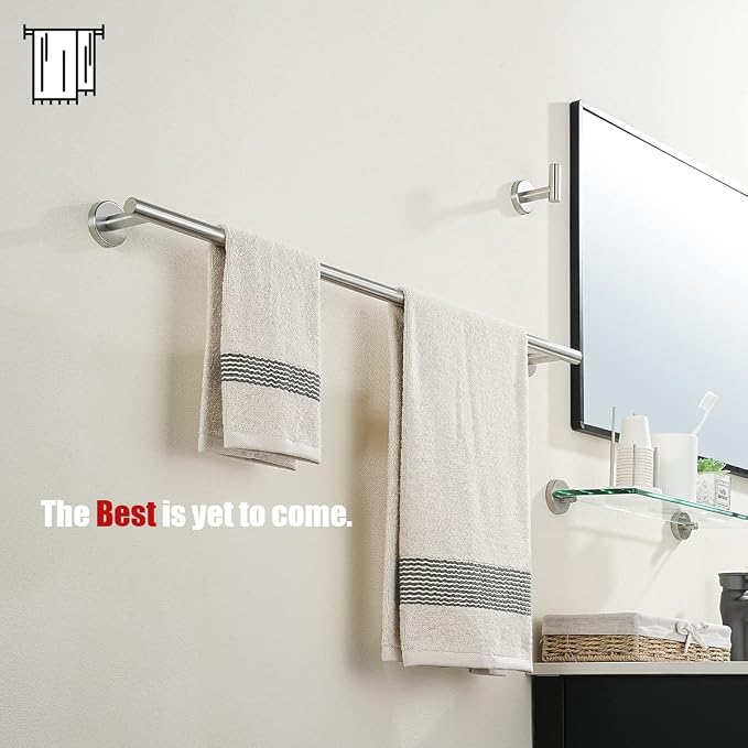 JQK Bath Towel Bar, 30 Inch 304 Stainless Steel Thicken 0.8mm Single Towel Rack for Bathroom, Towel Holder Brushed Finished Wall Mount, Useable Length 27 Inch, TB110L27-BN