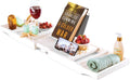 White Bathtub Tray for Tub - Bamboo Bath Tray, Expandable Wooden Bath Caddy Tray with Wine Holder, Book and Tablet Stand, Bathroom Accessories, Tub Table, Bridal Shower Gifts for Women