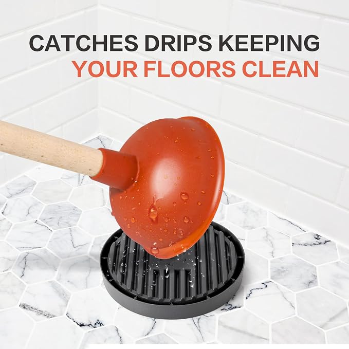 Plunger Tray - Plunger Mat Air Drying Mat for Toilet Plunger - Plunger Holder Catches Drips - Wicks Water from Plunger and Dries Quickly, Toilet Plunger Holder Only