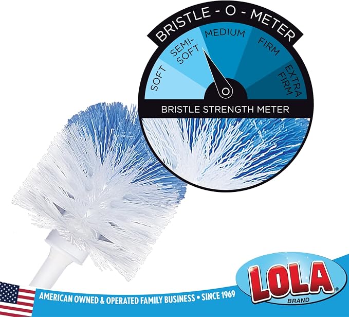 LOLA Classic Toilet Brush, 2 Pack, Durable Fiber Stiff Bristles, Compact Size, Non-Scratch, Long-Lasting