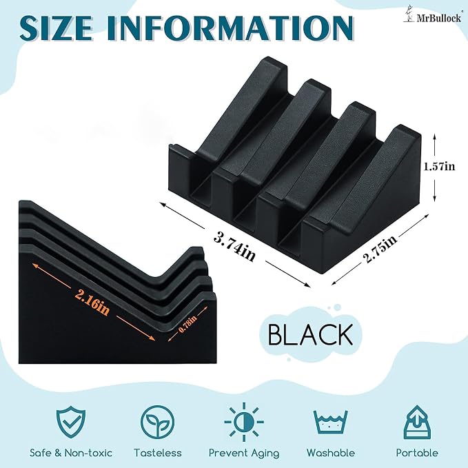 Self Draining Silicone Soap Dish Holder Waterfall Tray, 1 Pack Black