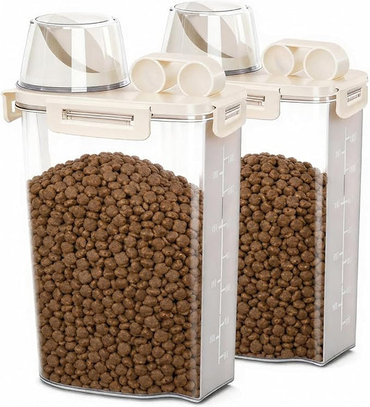 2 Lbs Small Cat Dog Food Storage Container for Bird Seed, Pet Food, 2 Pack | 2QT Versatile Dry Food Bin Portable Dispenser with Wide-Mouth Pour Spout for Rice, Flour, Cereal, Storage and Organization