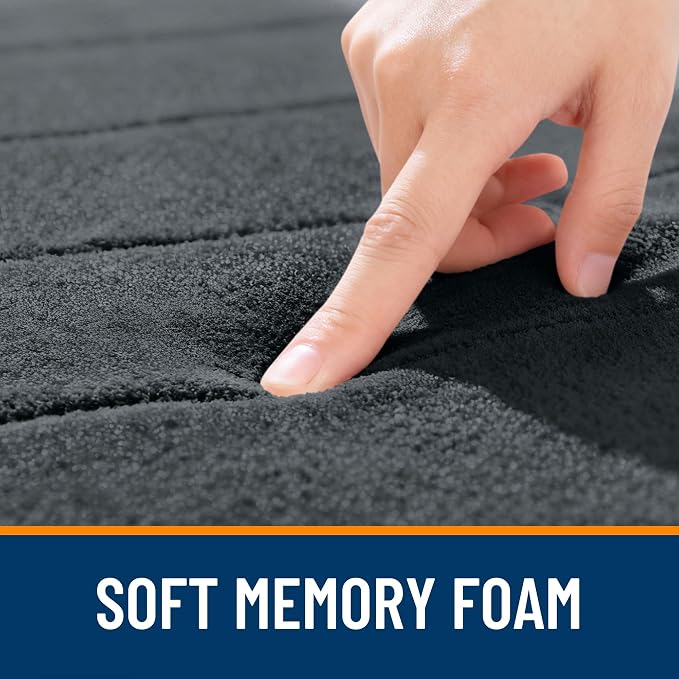 OLANLY Memory Foam Long Bathroom Rugs Runner 44x24, Super Soft Absorbent | Dark Gray, Quick Dry Bath Mat, Machine Washable Shower Floor Rugs, Bathmat Carpet for Bathroom Floor, Tub and Shower
