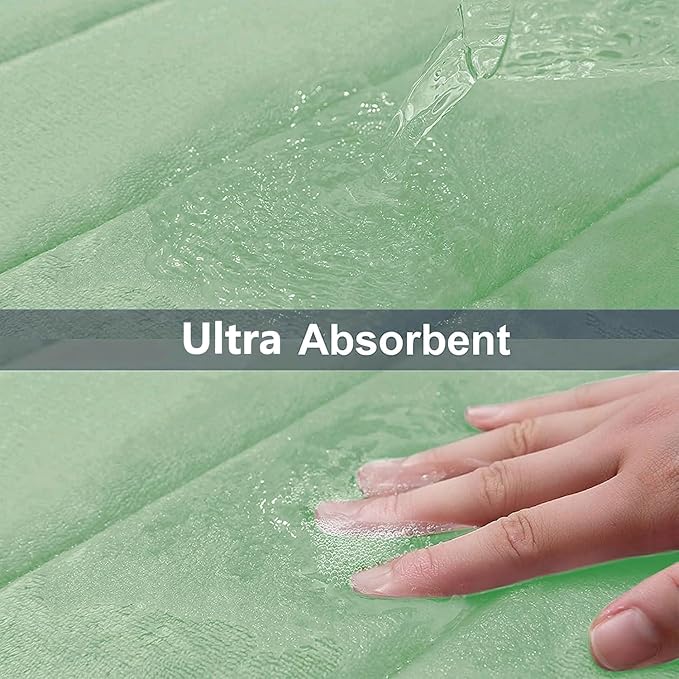 Buganda Memory Foam Bath Mat 47 x 17, Ultra Soft Absorbent Bathroom Rugs | Sage Green, Machine Washable Quick Dry Bath Mats for Bathroom Floor, Shower and Tub, Home Decor Accessories
