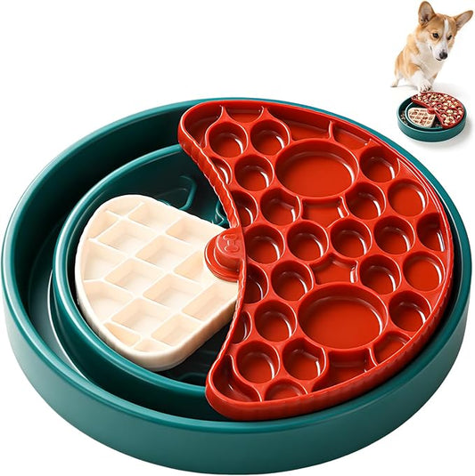 3-Level Slow Feeder Dog Bowl, Interactive Puzzel Toy & Lick Mat | Good for Dog’ sHealthy & Calmer Eating, Reduces Boredom and Anxiety, Non-Slip, BPA-Free, for Medium & Large Dogs