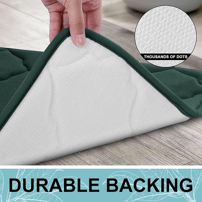 OLANLY Memory Foam Bath Mat Rug 36x24, Ultra Soft Bathroom Rugs, Dark Green | Thick Absorbent Carpet, Non-Slip Backing, Machine Washable, for Bathroom Floor, Tub, Shower and Home Decor Accessories