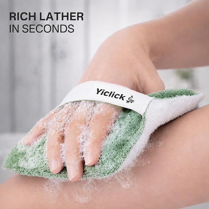 Exfoliating Body Scrubber (2 Pack), Body Scrubber Exfoliator, Exfoliating Sponge for Shower Bath, Shower Loofah Luffa Lufa with Handle for Men Women, Dead Skin Exfoliator for Body Scrub