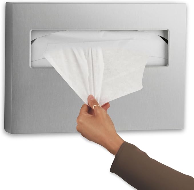 Bobrick 221 Stainless Steel Toilet Seat Cover Dispenser, 15 3/4 x 2 x 11, Satin Finish